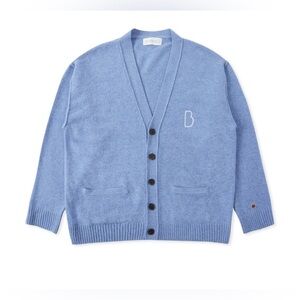 By Brown 100% Wool Cardigan Sweater Size Small Light Blue Button Front V-neck